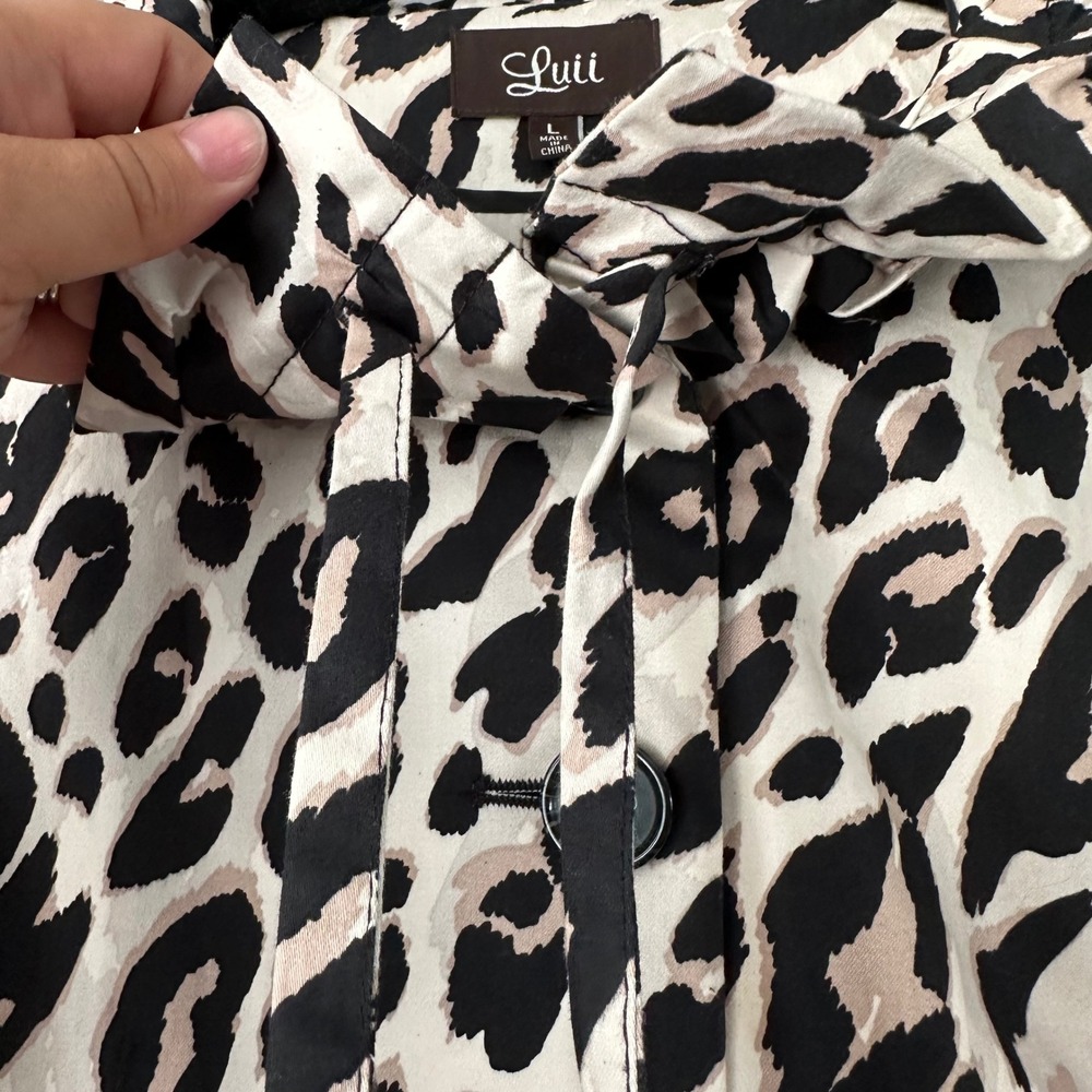 LUII LEOPARD PRINT MID-LENGTH DRESS COAT LARGE - Picture 4 of 10